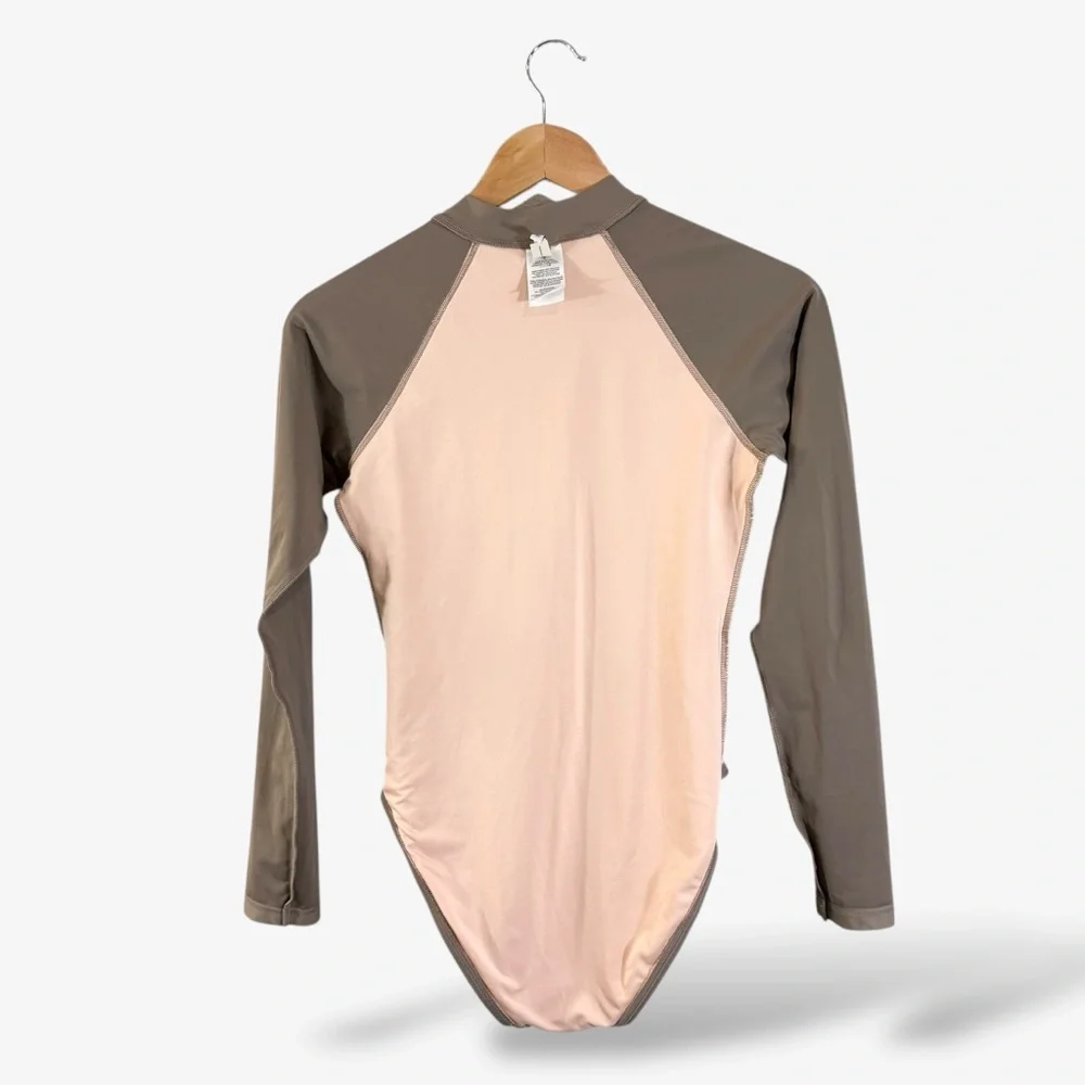 Madewell Second Wave Rash Guard One Piece Swimsuit Size S Tan (Castle Rock) - Picture 12 of 12